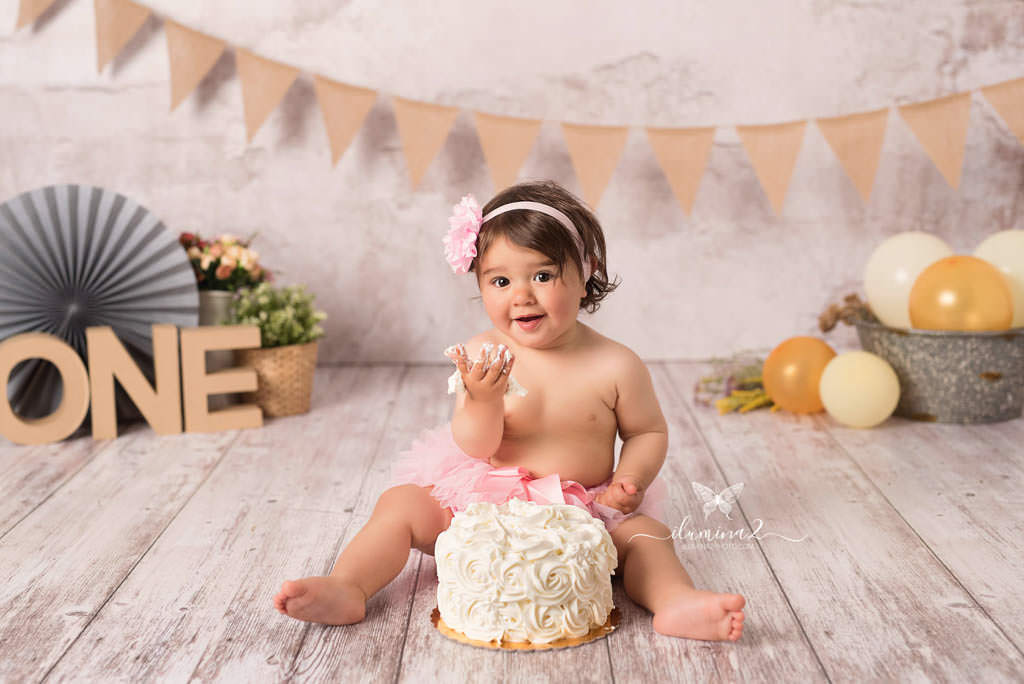 Sesión de fotos de bebes con pastel