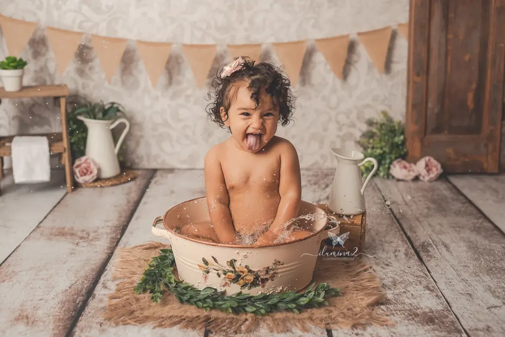 sesion smash cake con baño divertido